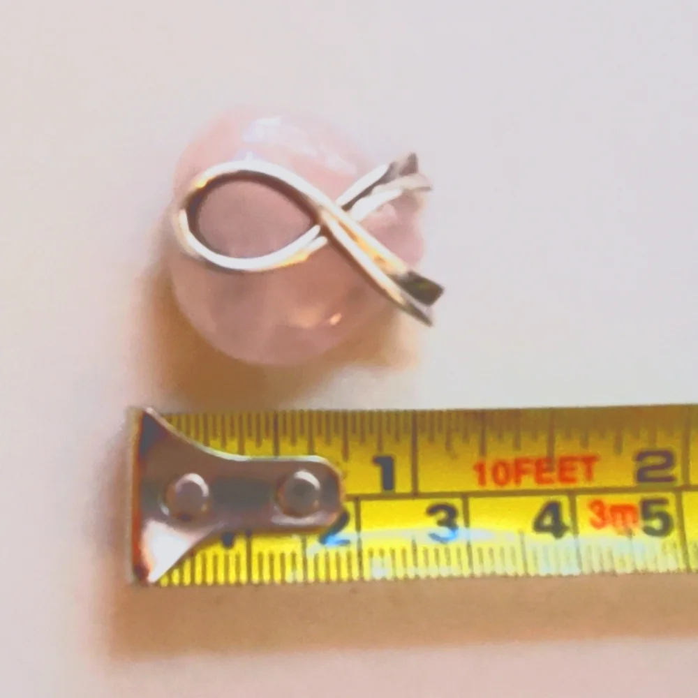 Vintage Sterling Silver Rose Quartz Breast Cancer Pin - Picture 3 of 4